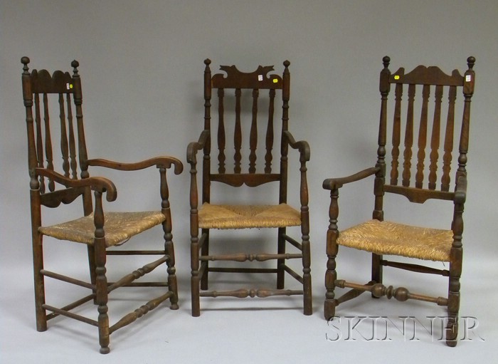 Appraisal: Three Bannister-back Armchairs