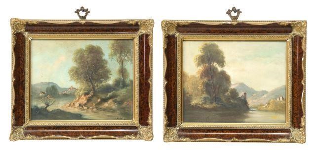 Appraisal: lot of Framed oil on canvas paintings Italianate Landscapes one