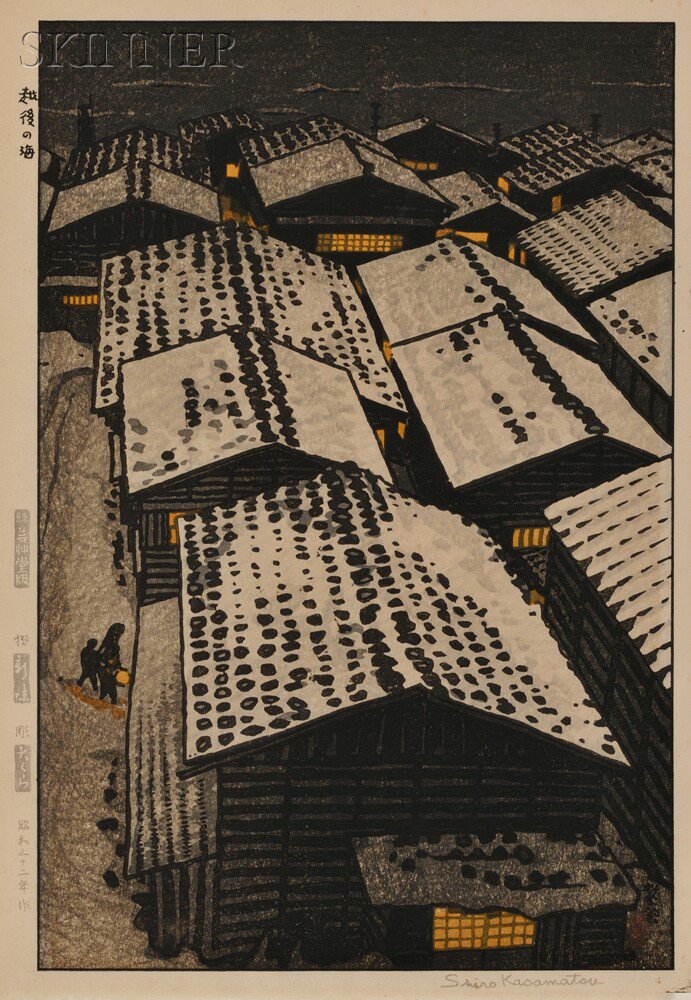 Appraisal: Shiro Kasamatsu Japanese - Rooftops Signed Shiro Kasamatsu in pencil