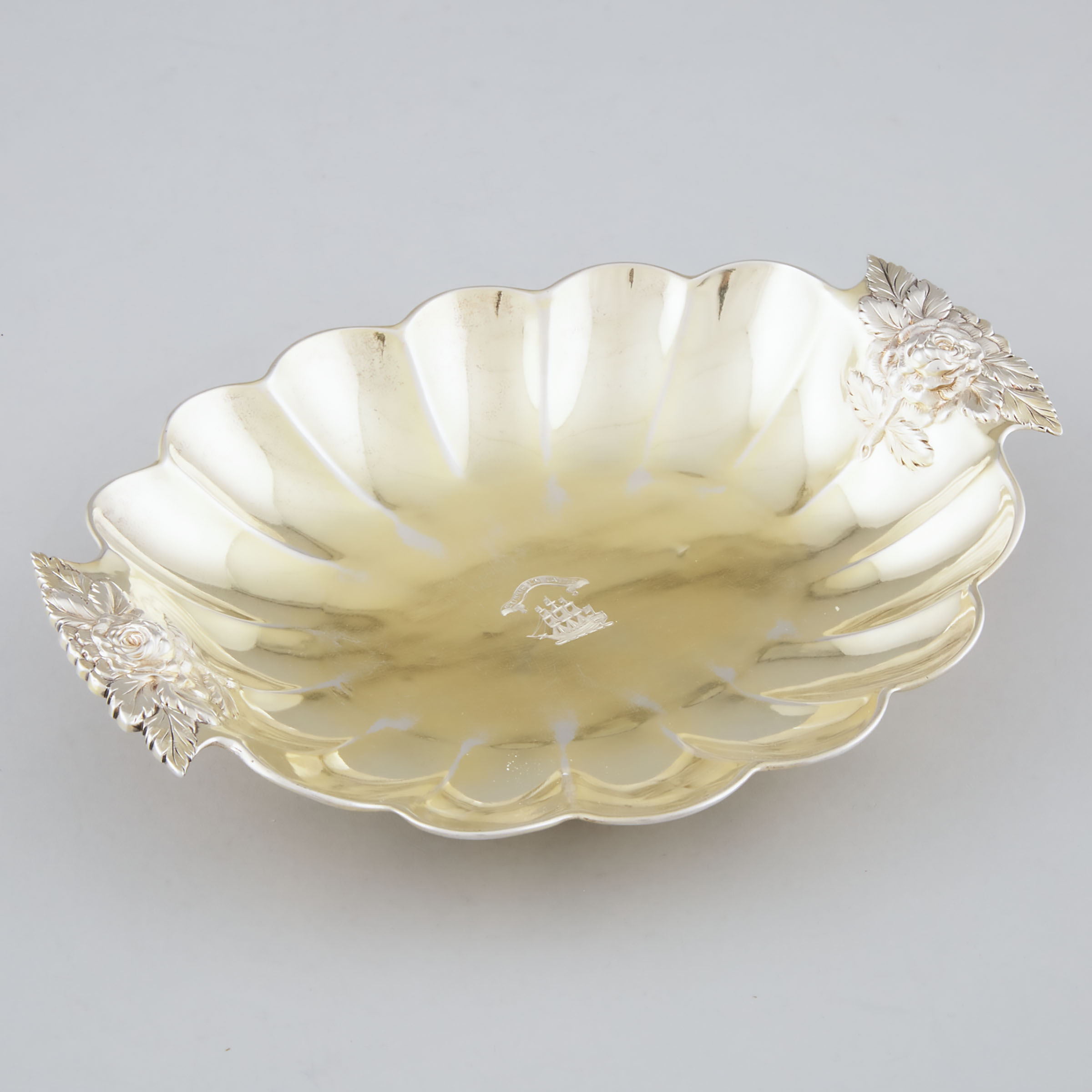 Appraisal: George IV Silver Gilt Lobed Oval Two-Handled Dessert Dish Joseph