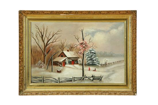 Appraisal: WINTER SCENE AMERICAN SCHOOL LATE TH CENTURY Oil on artist