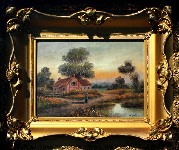 Appraisal: COLES T American th C Cottage Landscape with Figure OIL