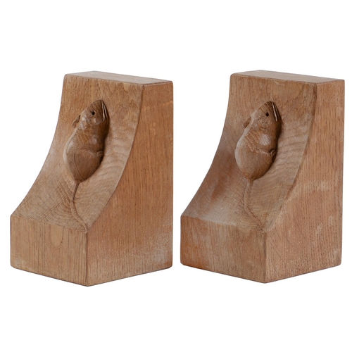 Appraisal: A pair of Robert 'Mouseman' Thompson oak bookends of adzed