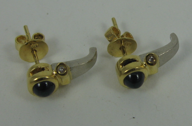 Appraisal: PAIR OF SAPPHIRE AND DIAMOND EARRINGS each k yellow gold