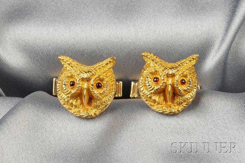 Appraisal: kt Gold Owl Cuff Links dwt American maker's mark