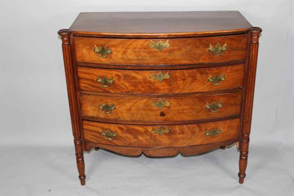 Appraisal: FEDERAL MAHOGANY BOWFRONT CHEST OF DRAWERS New England circa the