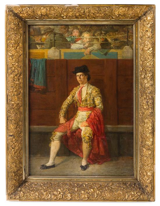 Appraisal: Sale Lot Continental School th Century Matador Seated Before Barrera