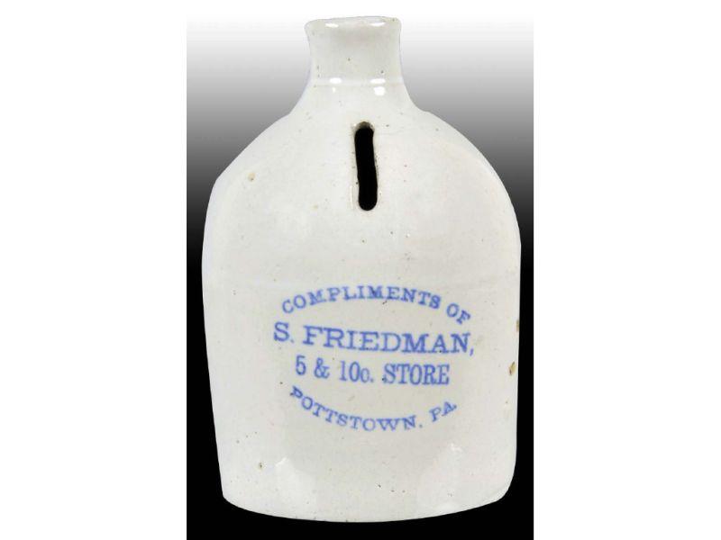 Appraisal: Stoneware Pottery Bank Jug Description - '' T Fieldman Pottstown