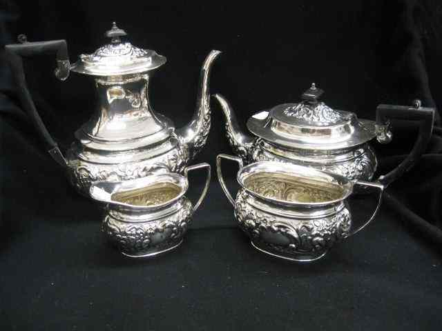 Appraisal: pc Sheffield Silverplate Tea Coffee Service fine floral coffeepot is