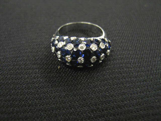 Appraisal: Sapphire Diamond Ring rich high grade round sapphires totaling carats