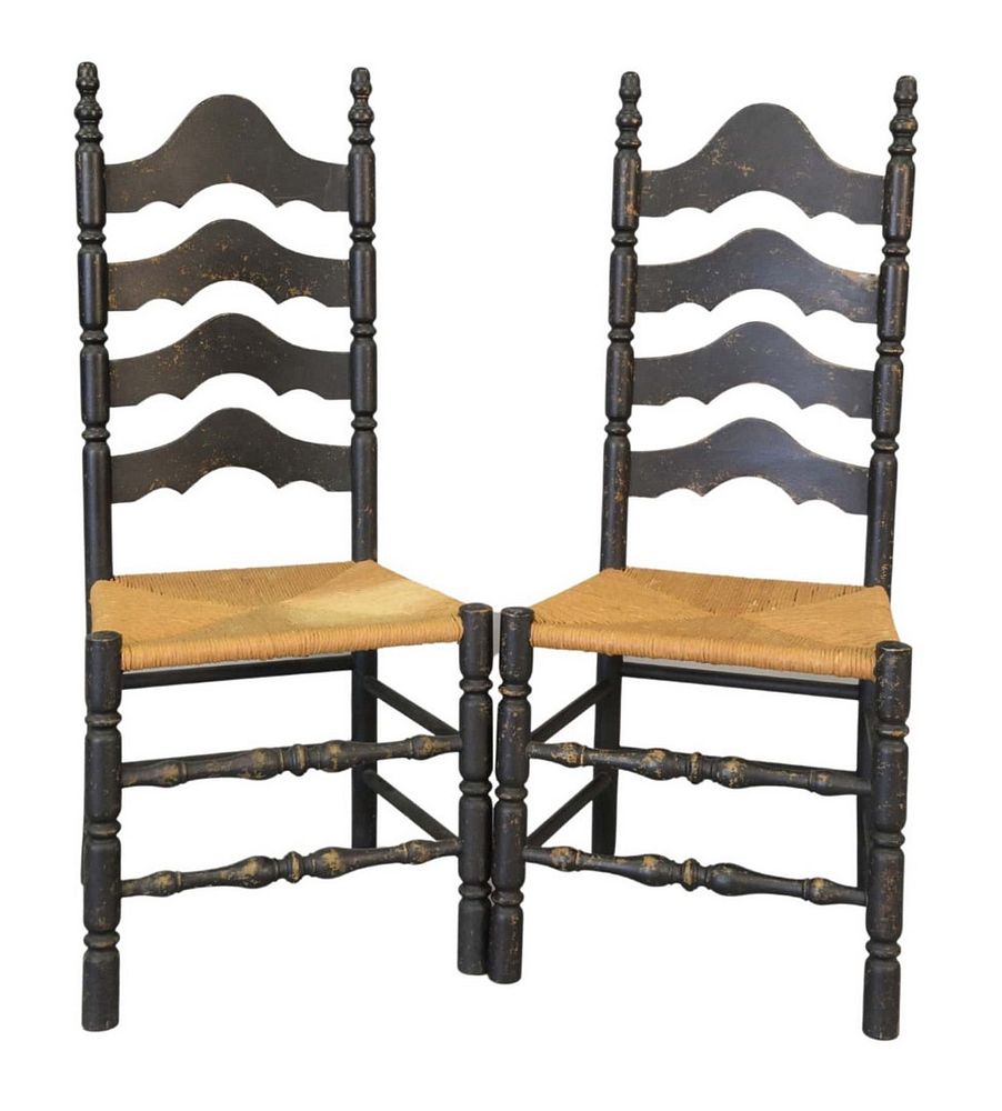 Appraisal: Set of Eight Ladderback Side Chairs height inches Provenance The