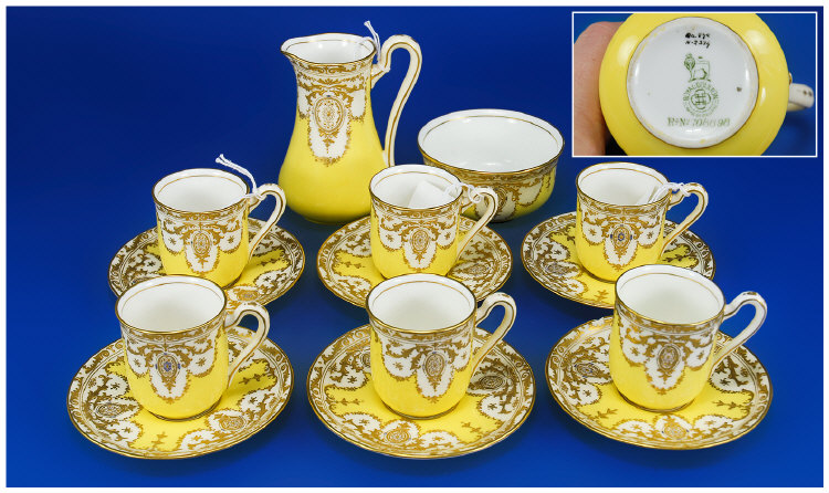 Appraisal: Royal Doulton s Miniature Piece Coffee Set Hand painted gold