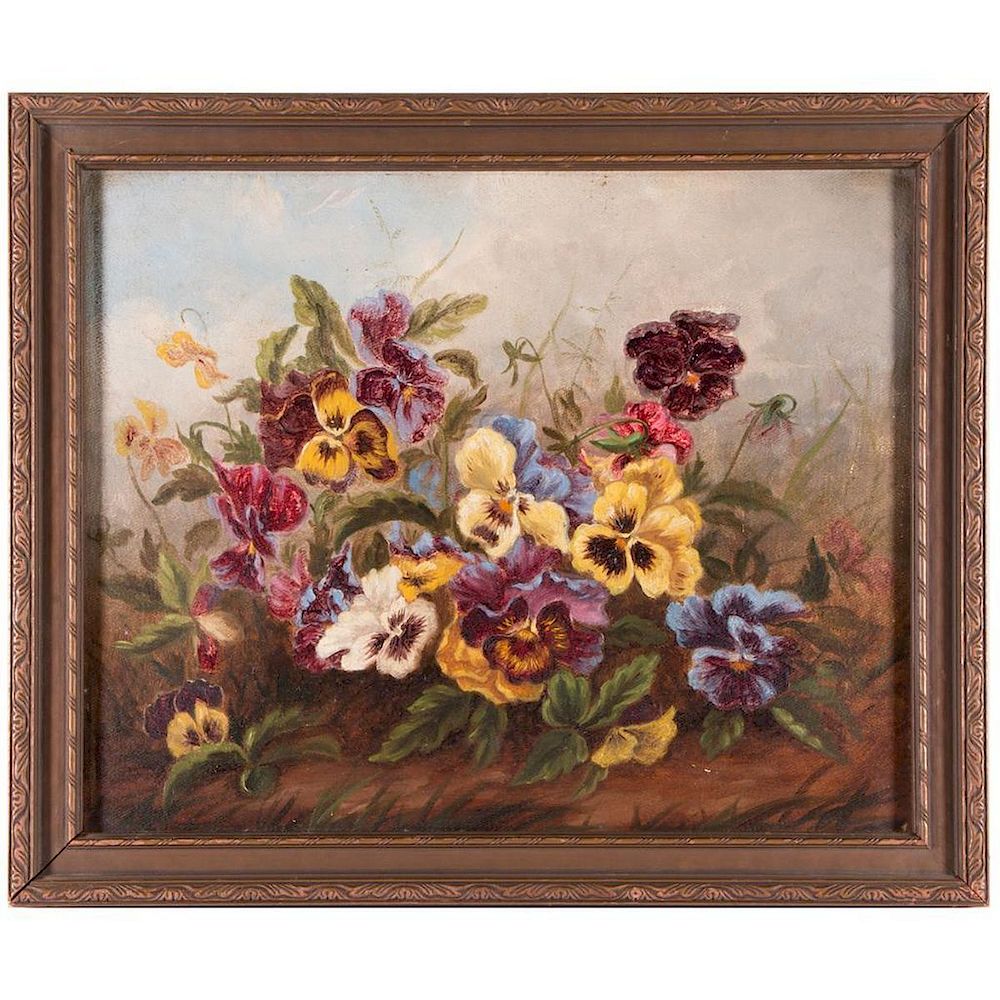 Appraisal: Painting of flowers in a field Artist Unsigned Description An