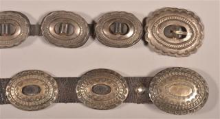 Appraisal: Two Vintage Navajo Sterling Silver Concho Belts st buckle is