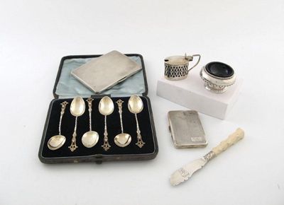 Appraisal: A mixed lot of silver items a modern flared goblet