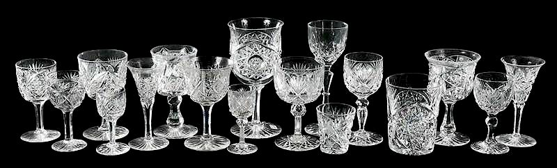 Appraisal: Cut Glass Stems Tumblers Various Patterns four Libbey Venetian stems