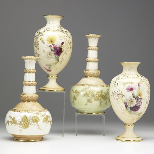 Appraisal: Four vases by Royal Worcester th C Two bearing Locke