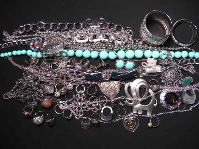 Appraisal: Tray lot of assorted costume jewelry including many Monet Mizpah