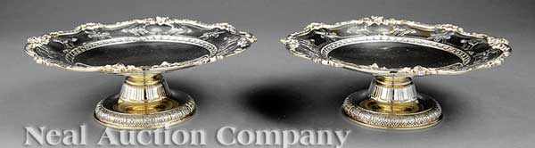 Appraisal: A Pair of American Sterling Silver Gilt Compotes Gorham Silversmiths