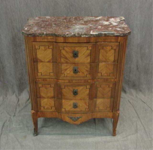 Appraisal: Antique Italian Inlaid Marbletop Commode th th century drawer commode