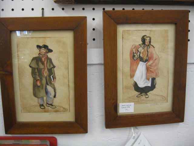 Appraisal: James M K Waldron Watercolors Pennsylvania artist Amish man and