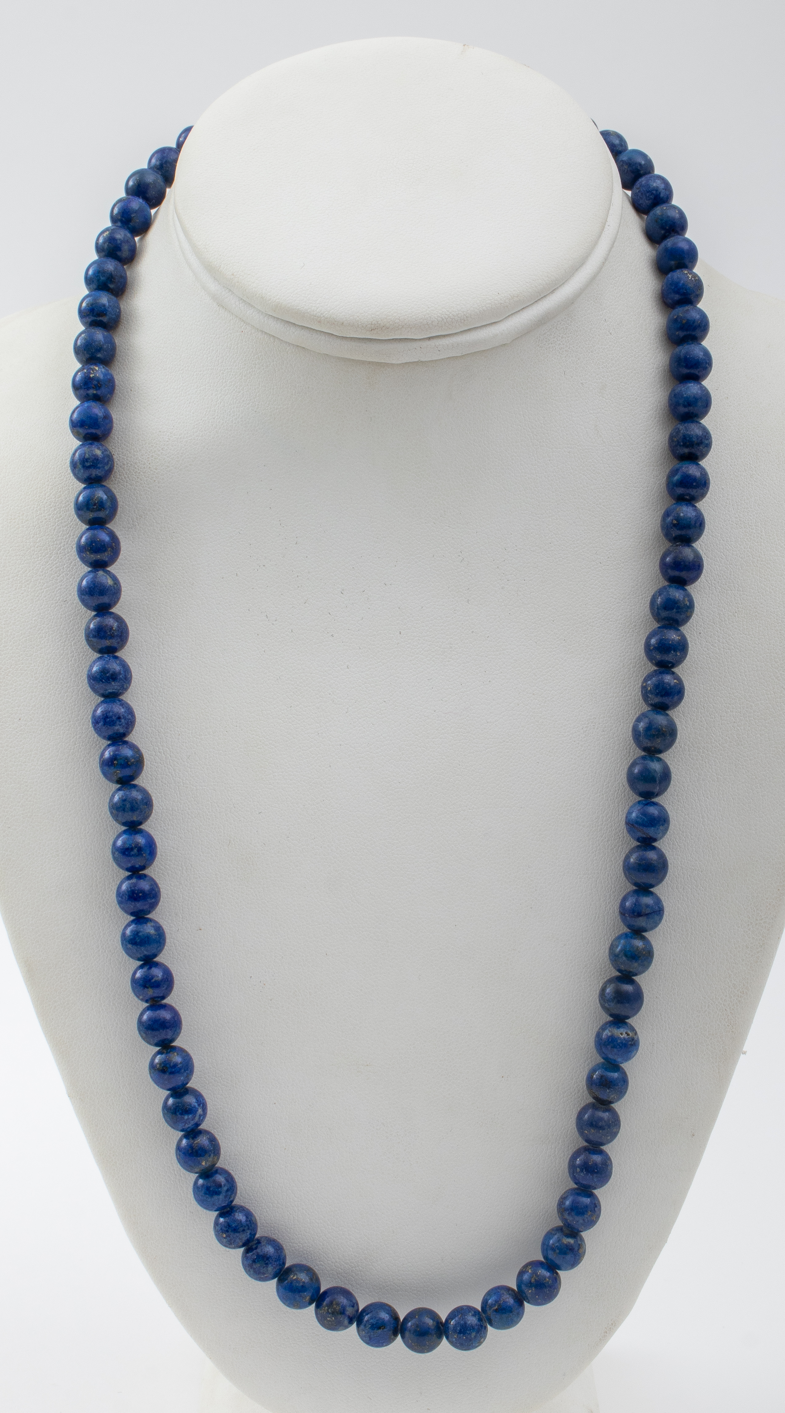 Appraisal: LAPIS LAZULI BEADED NECKLACE WITH GOLD TONE CLASP Vintage lapis