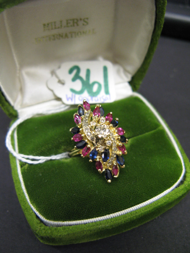 Appraisal: SAPPHIRE RUBY DIAMOND AND FOURTEEN KARAT GOLD RING WITH APPRAISAL