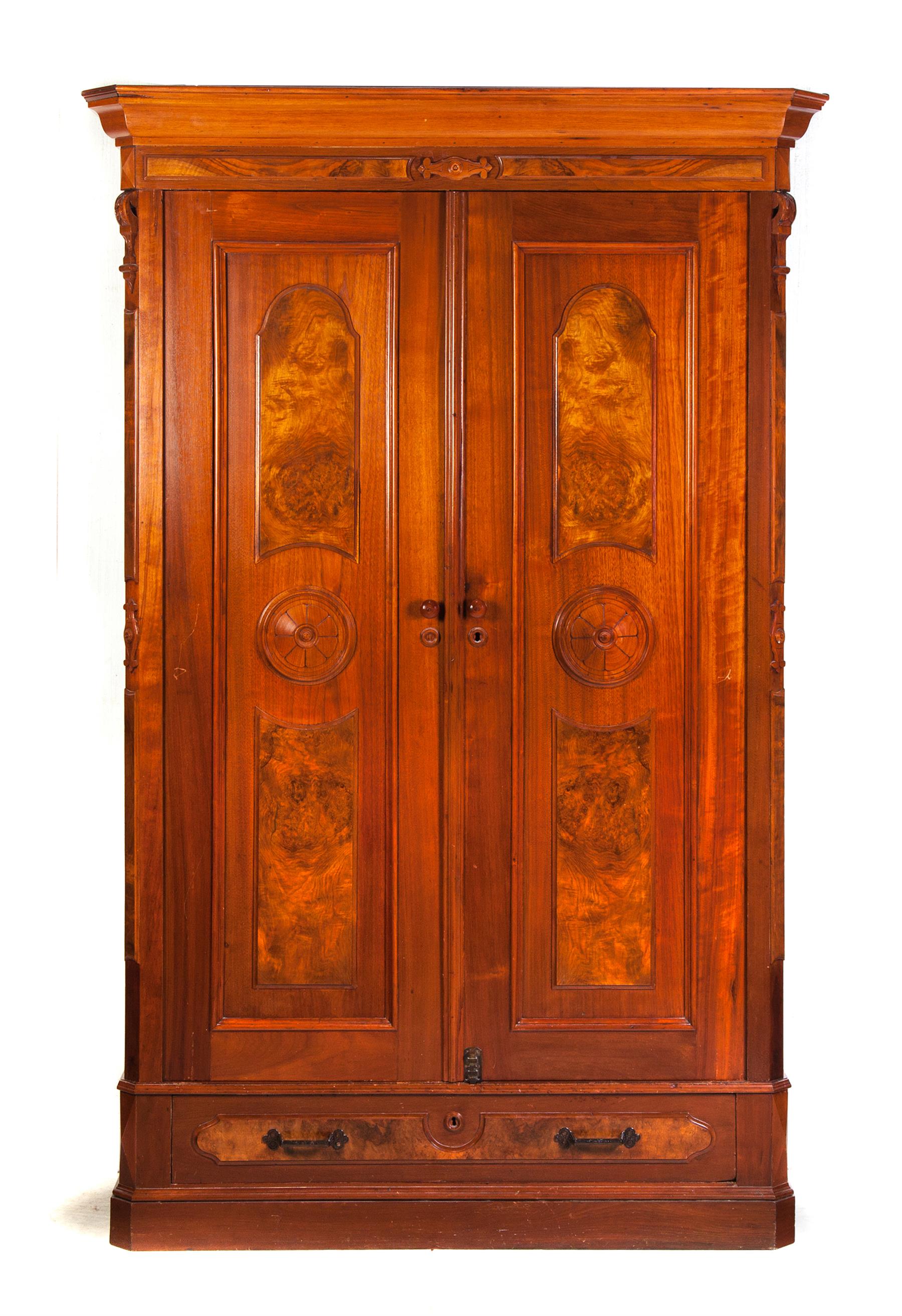 Appraisal: VICTORIAN BREAKDOWN WARDROBE American rd quarter- th century walnut Molded