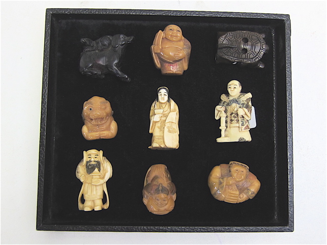 Appraisal: COLLECTION OF NETSUKE FIGURALS consisting of human and animal forms