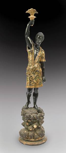 Appraisal: A Venetian polychrome decorated figure of a blackamore late th