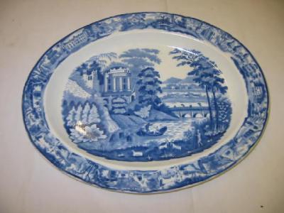 Appraisal: A LEEDS POTTERY MEAT PLATE of oval form blue printed