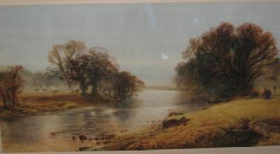 Appraisal: BERNARD EVANS - River Scene with Figures signed watercolour and