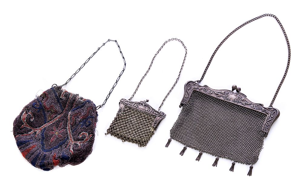 Appraisal: Antique Mesh and Beaded Purses Good condition Please Email or