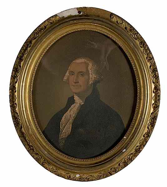 Appraisal: Middleton Strobridge Litho on Canvas of Washington a shoulder-length portrait