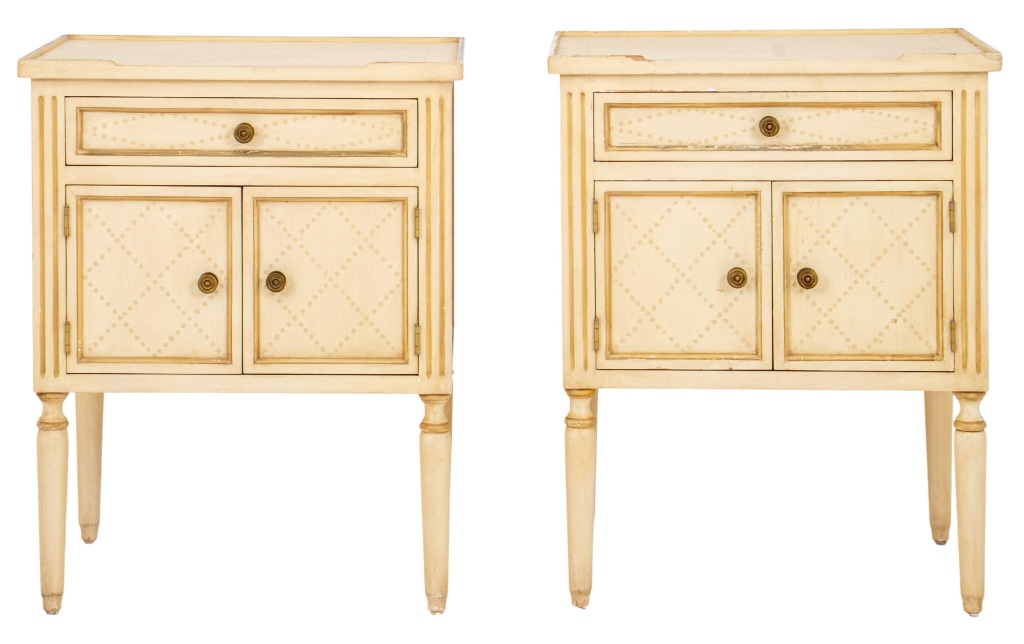 Appraisal: FRENCH LOUIS XVI STYLE PATINATED NIGHTSTAND Pair of Louis XVI