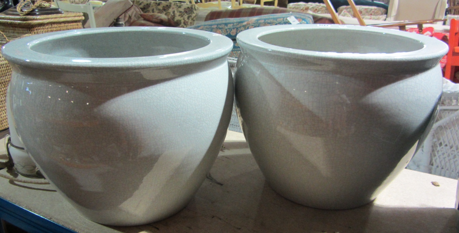 Appraisal: A pair of modern Chinese large celadon planters jardinieres