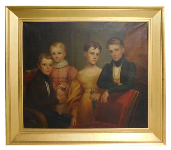 Appraisal: Early th C American School oil on canvas unsigned portrait