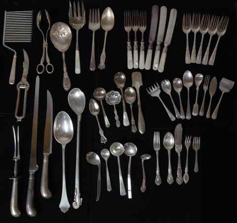 Appraisal: GROUP OF SILVER AND PLATE FLATWARE AND SERVING PIECES Including