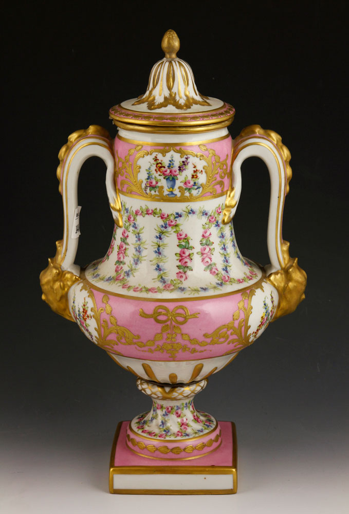 Appraisal: - Old Paris Porcelain Covered Urn Old Paris Porcelain covered