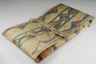 Appraisal: NATIVE AMERICAN PACK Crow Painted Parfleche Envelope last quarter of