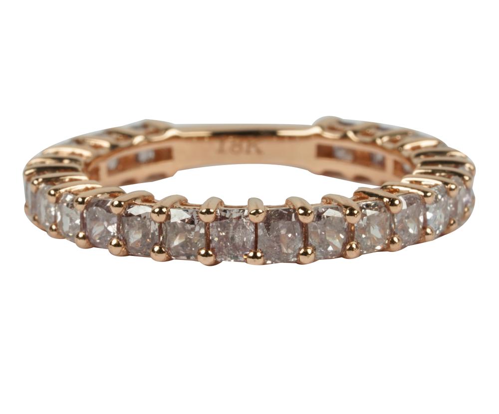 Appraisal: KARAT ROSE GOLD COLORED DIAMOND ETERNITY BANDcontaining cushion shape pink