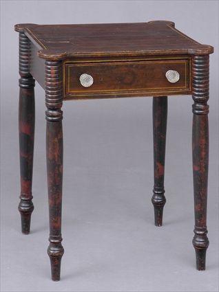 Appraisal: FEDERAL ROSEWOOD GRAINED WORK TABLE The top with outset corners