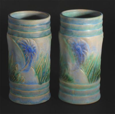 Appraisal: A Pair of Denby Danesby Pastel Blue vases modelled in