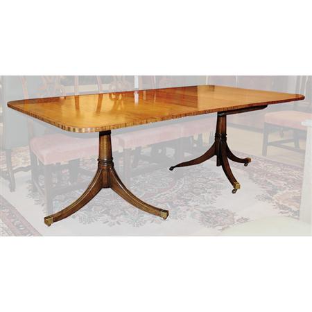 Appraisal: Regency Style Banded Mahogany Double-Pedestal Dining Table Estimate -