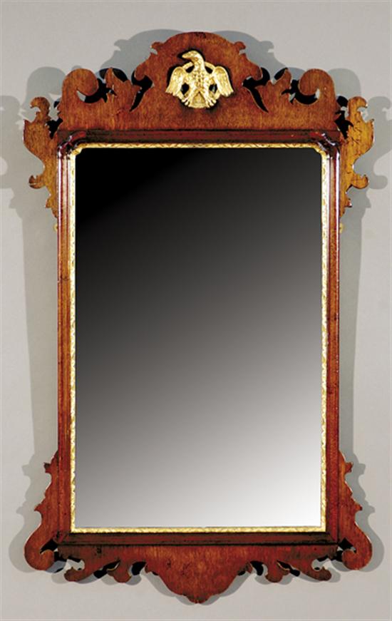 Appraisal: Chippendale style mahogany looking glass th centuryscrolled crest with gilt-carved