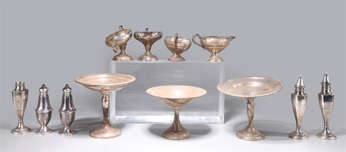 Appraisal: piece group of weighted silver table objects including salt and