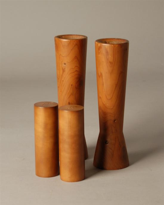 Appraisal: Wood Candlesticks and Salt and Pepper Shakers Tallest H