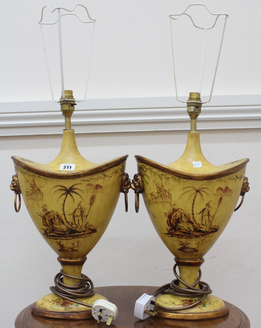 Appraisal: A pair of reproduction table lamps in the form of