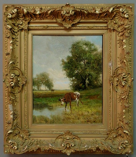 Appraisal: American oil on canvas painting th c of a pastoral