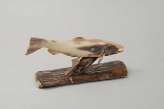 Appraisal: Inuit Carved Fossil Ivory King Salmon Sculpture Inuit carved fossil